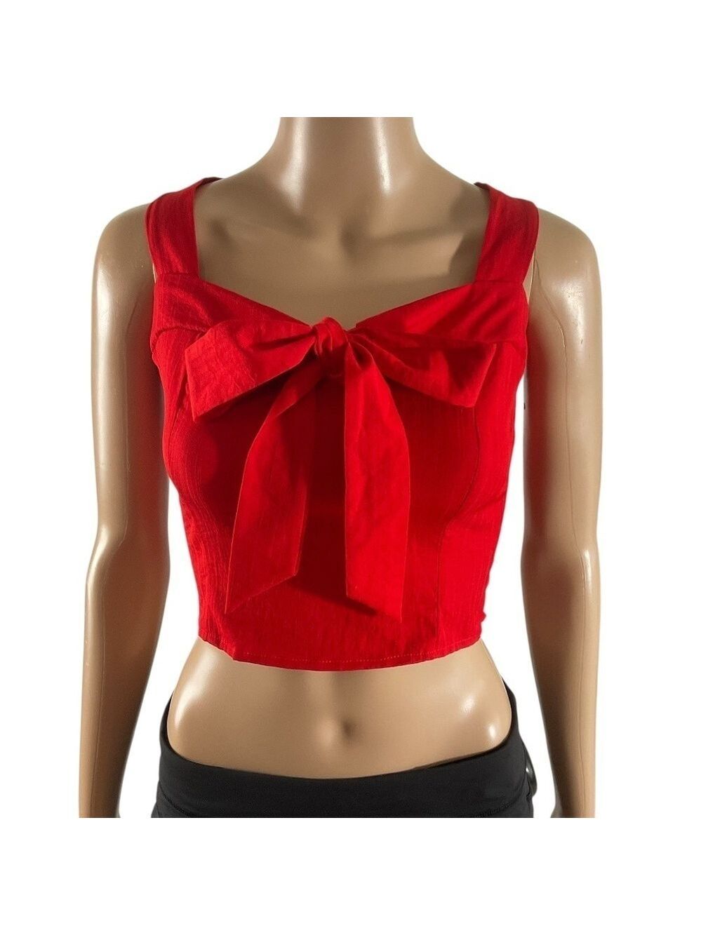 Sienna Sky Red Bow Front Crop Top Size Medium
